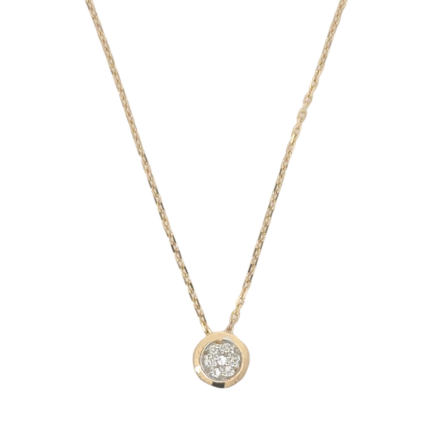 18k Gold Small Circle Necklace with Diamonds for Women