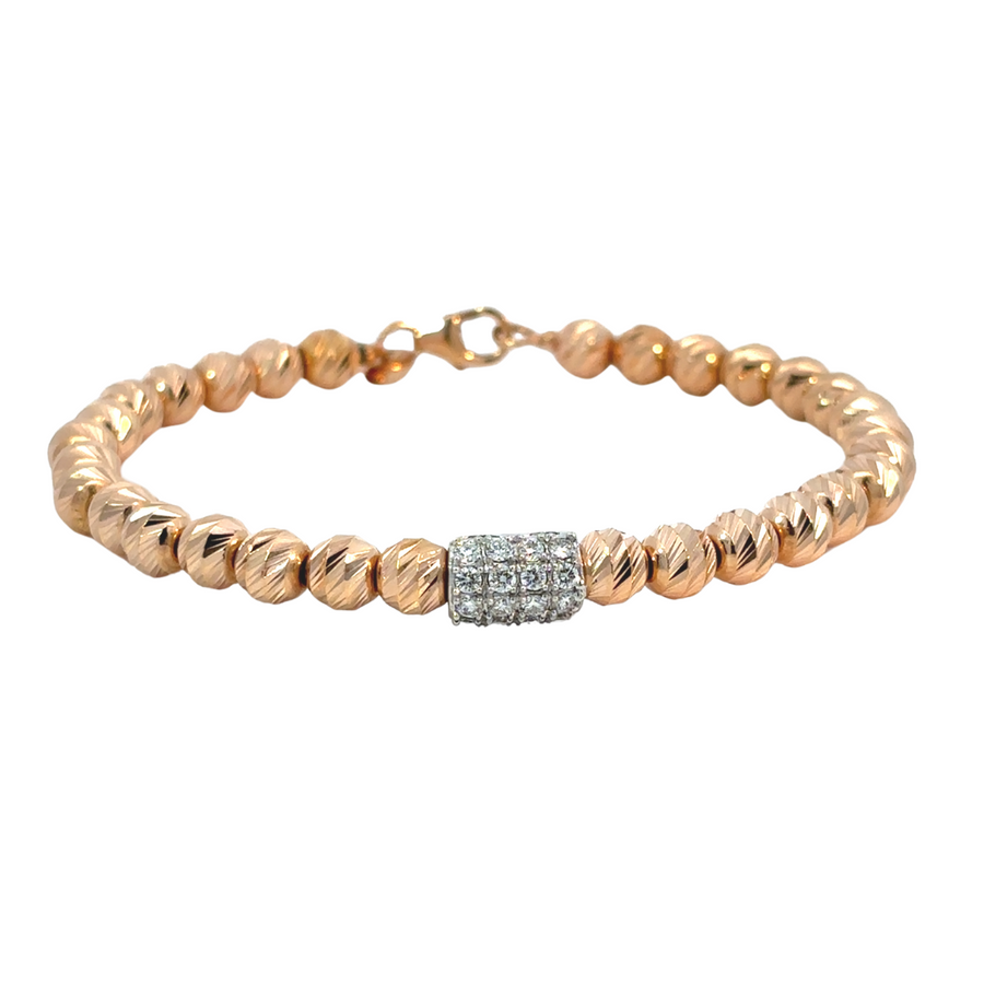 14k Rose Gold Braid Bracelet with Diamonds – Elegant Women’s Jewelry