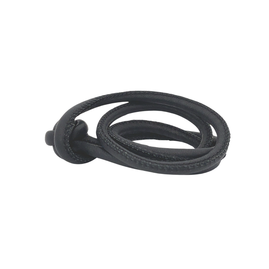 Black Leather Bracelet – Unisex 35 cm