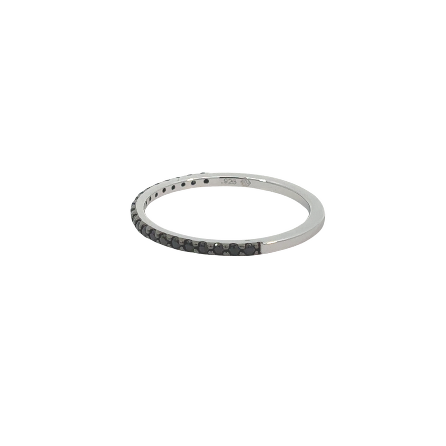 Thin Black Silver Ring - Elegant and Minimalist Design for Women