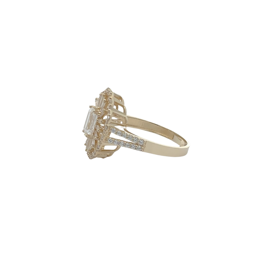 14k Gold Oval CZ Ring – XL Glamour