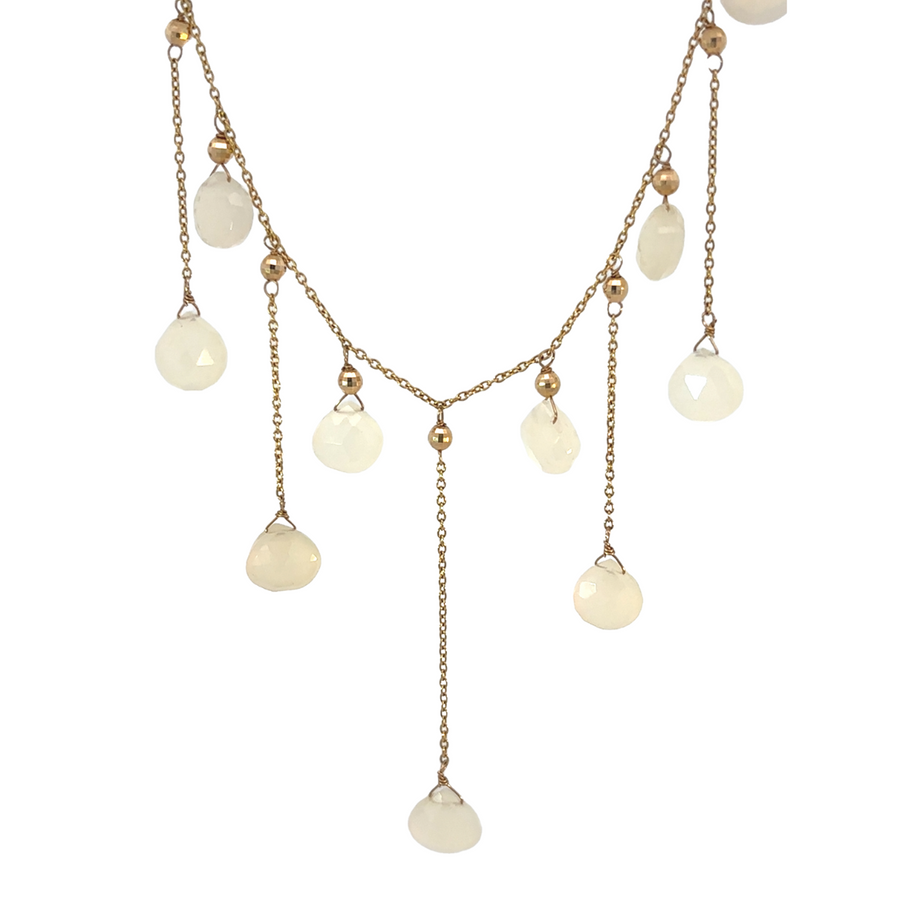 14k Gold Earrings and Necklace Set with Quartz – Elegant Jewelry for Women