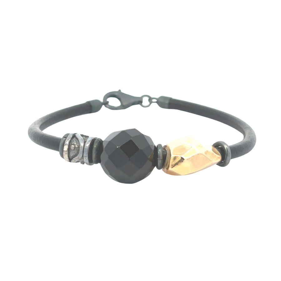 Unisex Leather Necklace & Bracelet Set – Modern Design