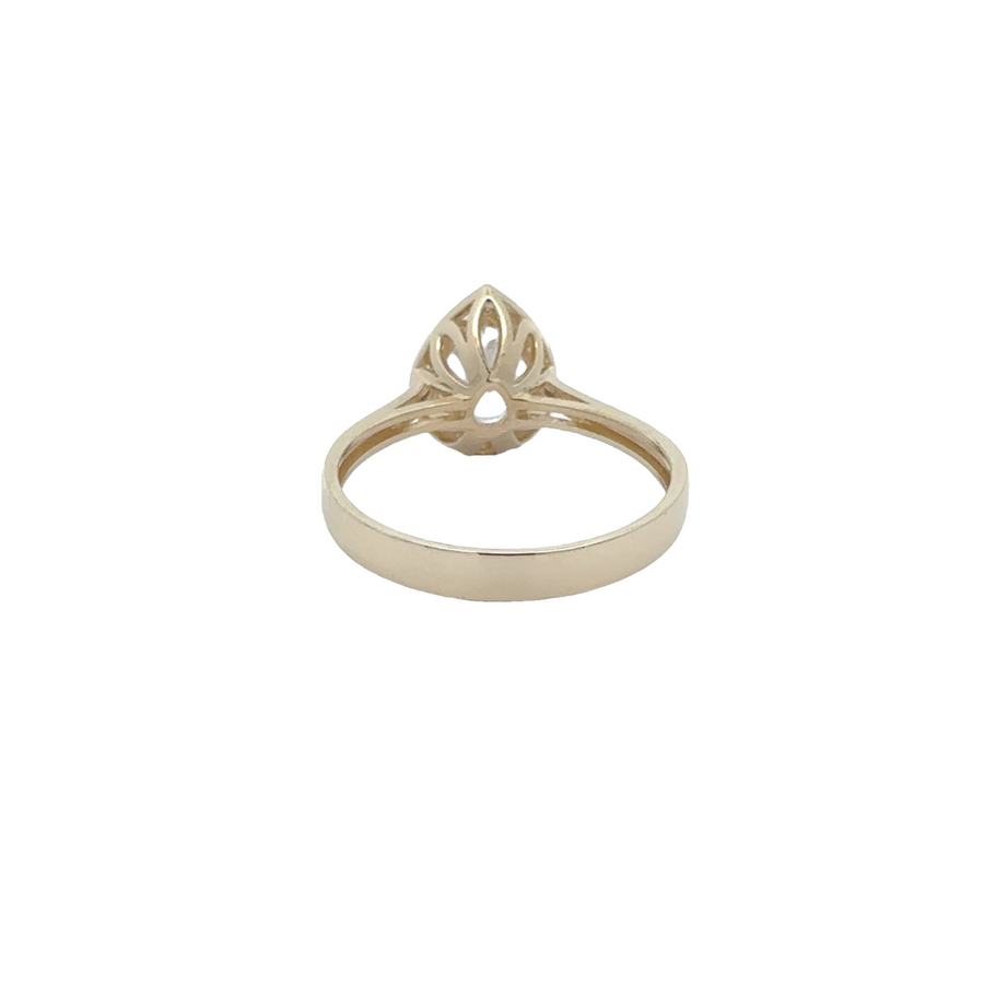 14k Gold Solitaire CZ Drop Ring – Elegant & Refined