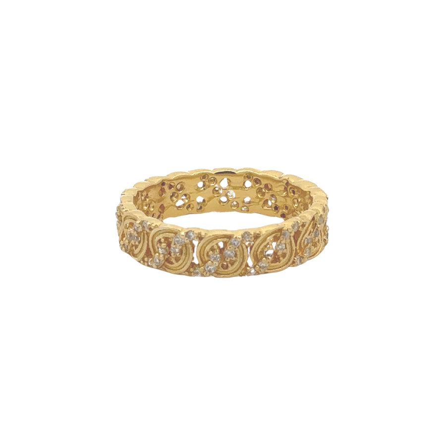 Yellow Gold Single Braid Silver Ring - Size 6 for Women