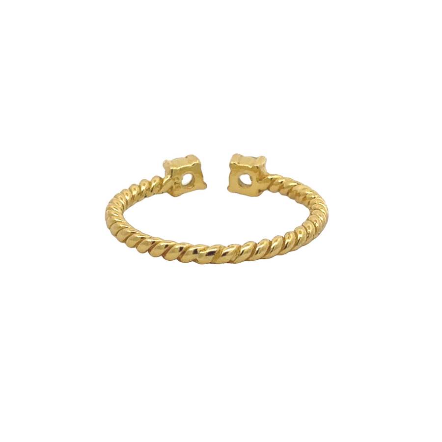 Open Rope Yellow Gold Ring with CZ - Size 5 for Women