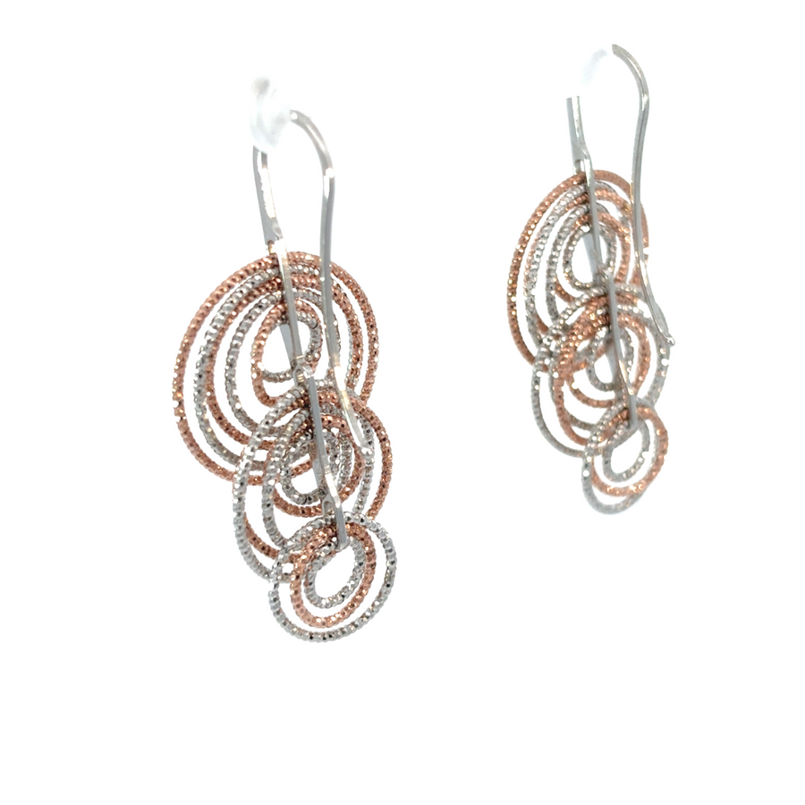 Two-Tone Small Circle Diamond-Cut Earrings