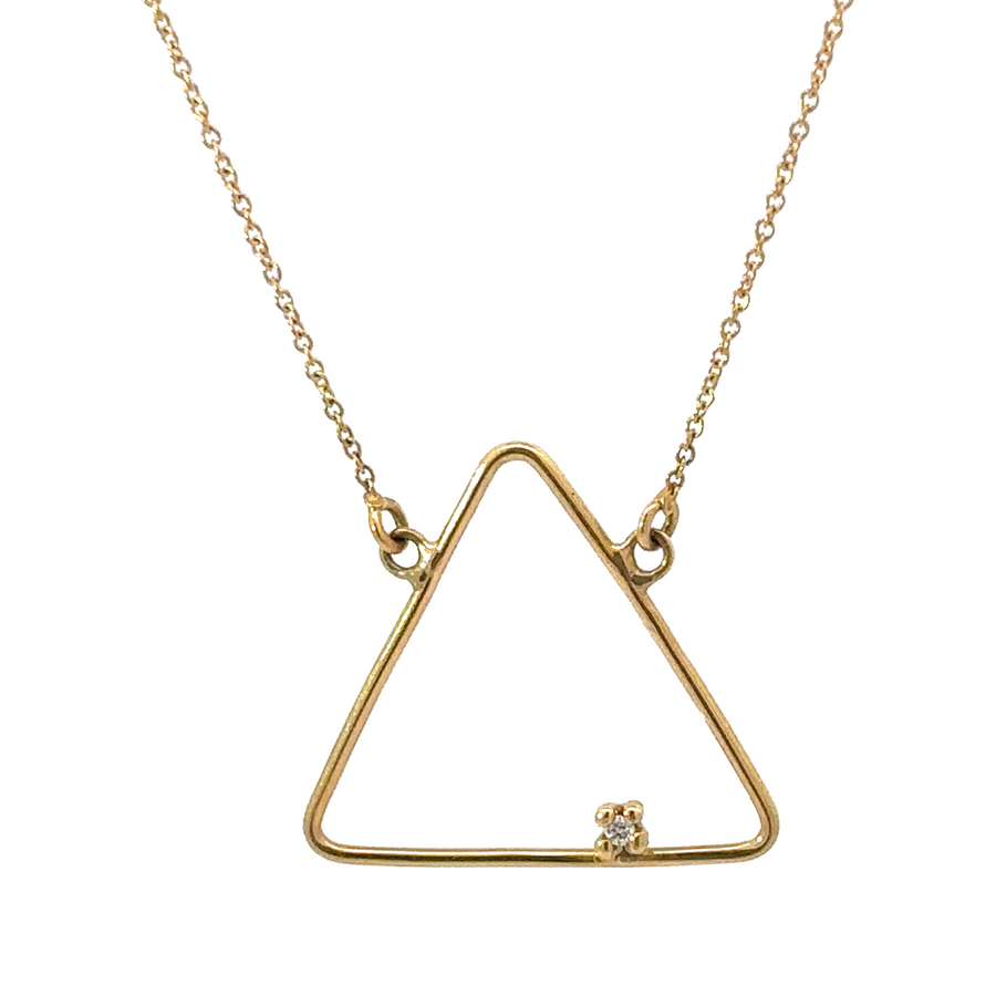 14k Gold Chain with Pendant and Diamond – 17 Inches