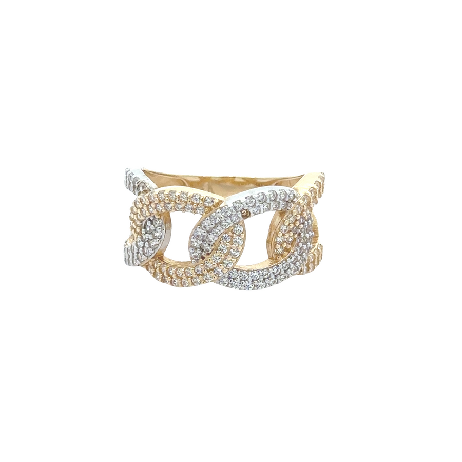 14k Gold Oval CZ Accent Ring