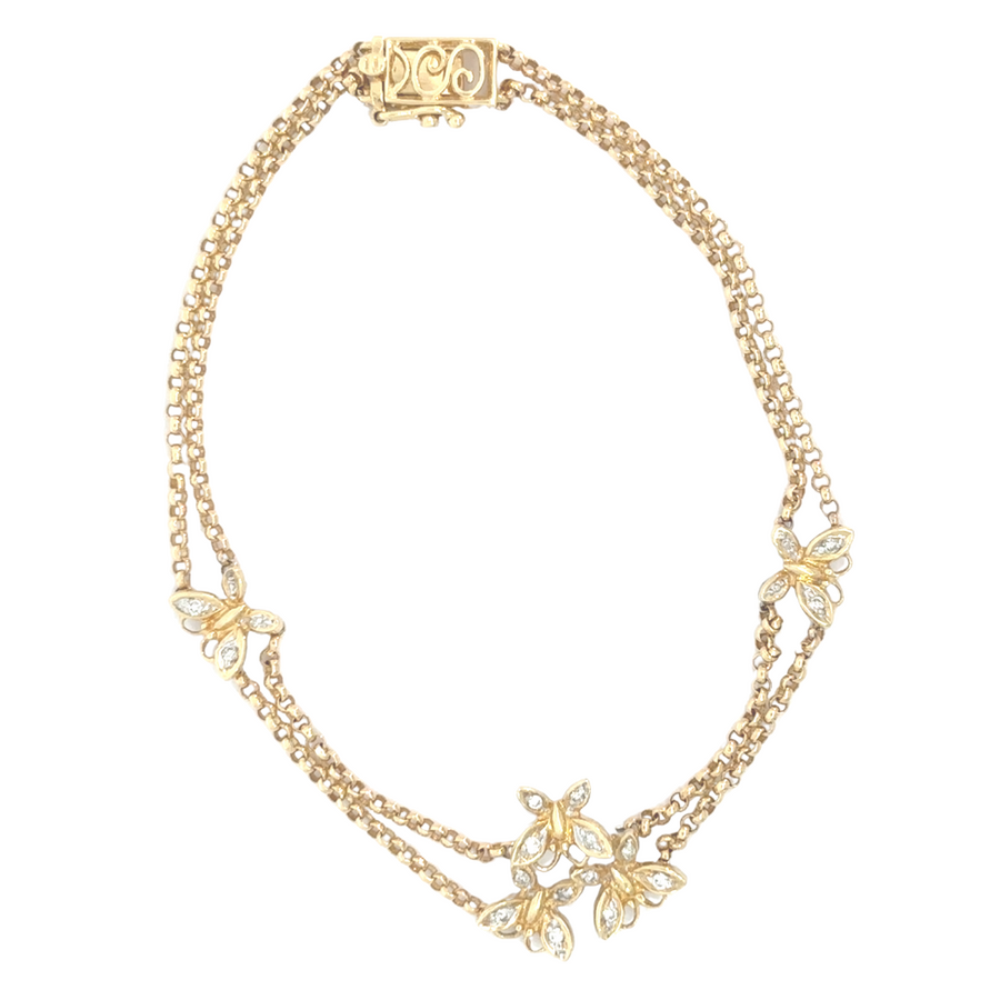 14k Gold Necklace and Bracelet Set with Butterfly Design – Necklace 16.5 Inches, Bracelet 17.5 cm