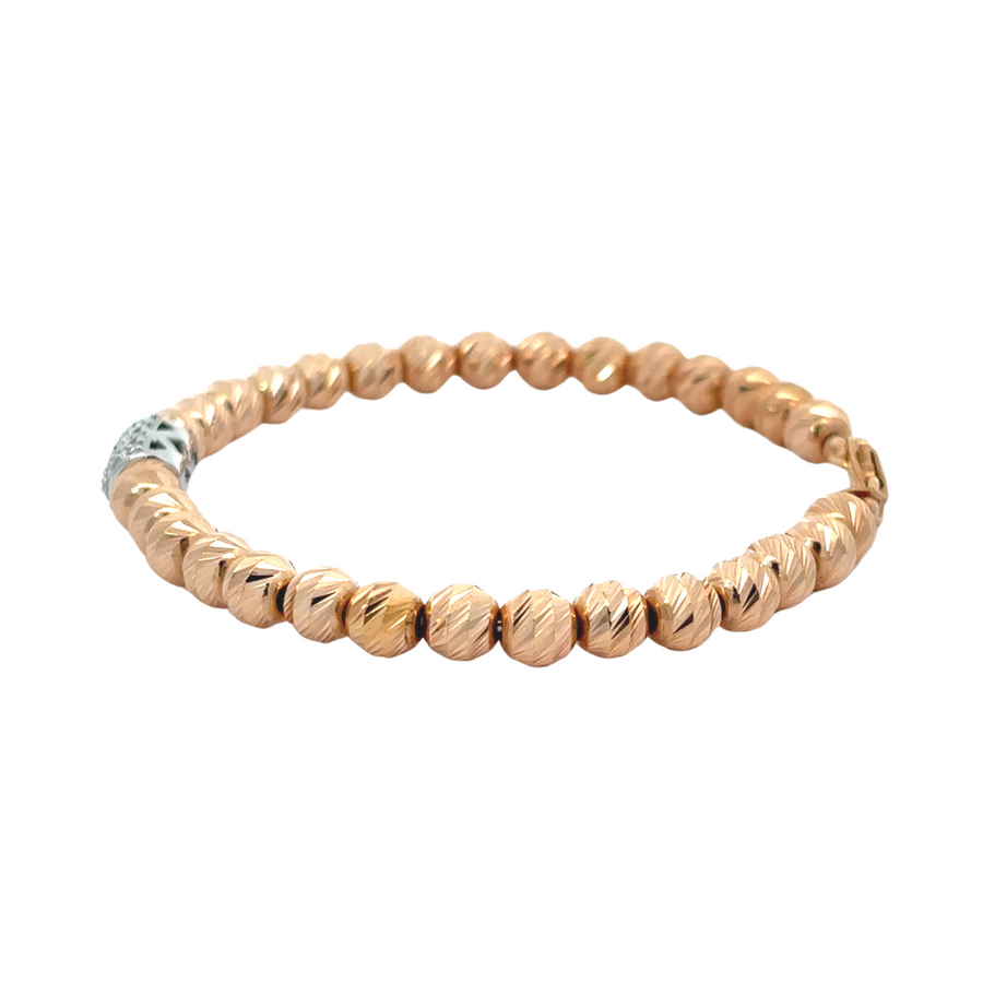 14k Rose Gold Braid Bracelet with Diamonds – Elegant Women’s Jewelry