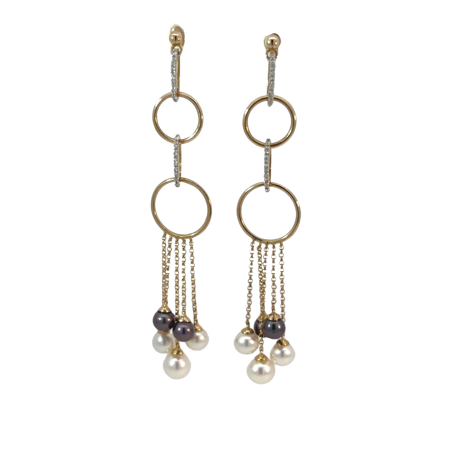 14k Gold Earrings with Diamonds and Pearls – Elegant Women’s Jewelry