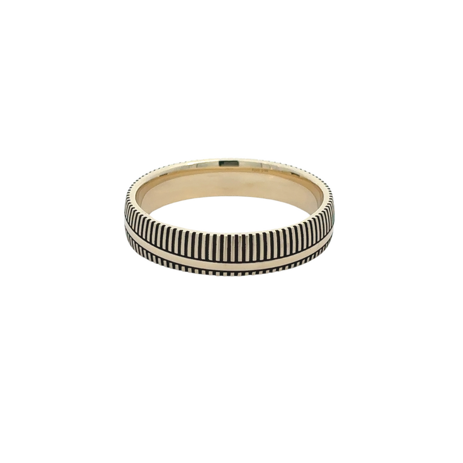 14k Gold Men's Ring with Dual Line Design