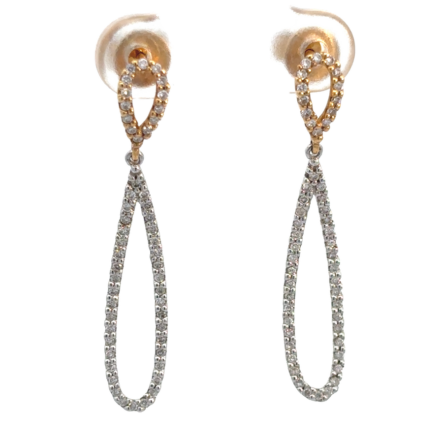 14k Two-Tone Drop Earrings – Elegant Design