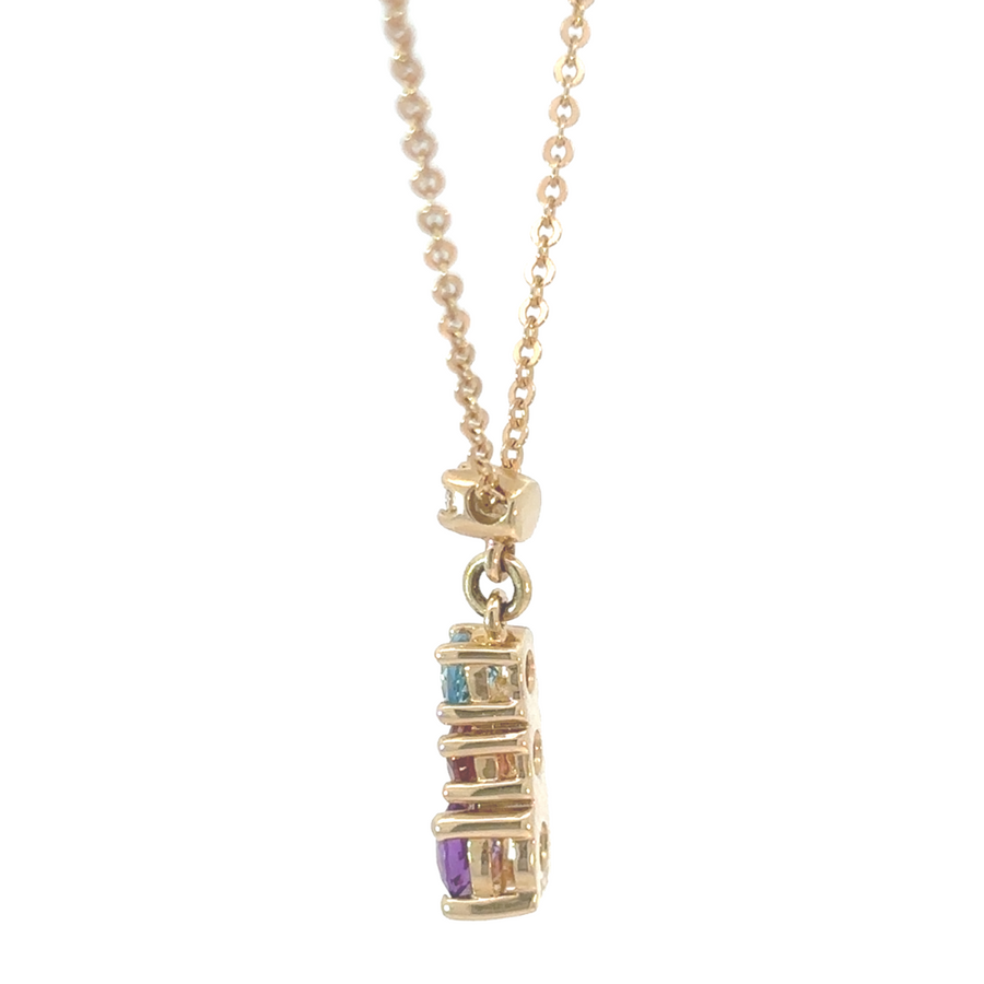 14k Yellow Gold Necklace with Three Stones – 16.75 Inches