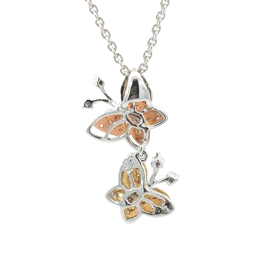 14k Gold Necklace with Two Butterfly Pendant – 18.75 Inches