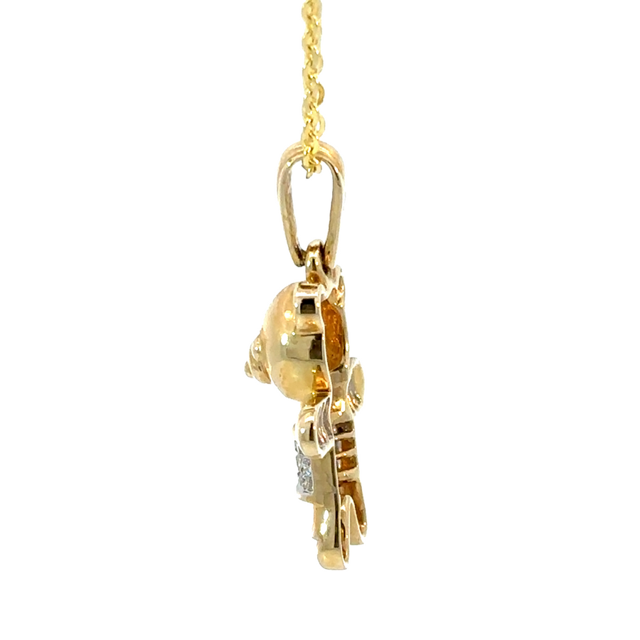 14k Gold Bear Pendant with Diamonds – For Unisex