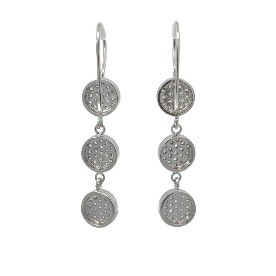 Silver Earrings with 3 Shiny Circles