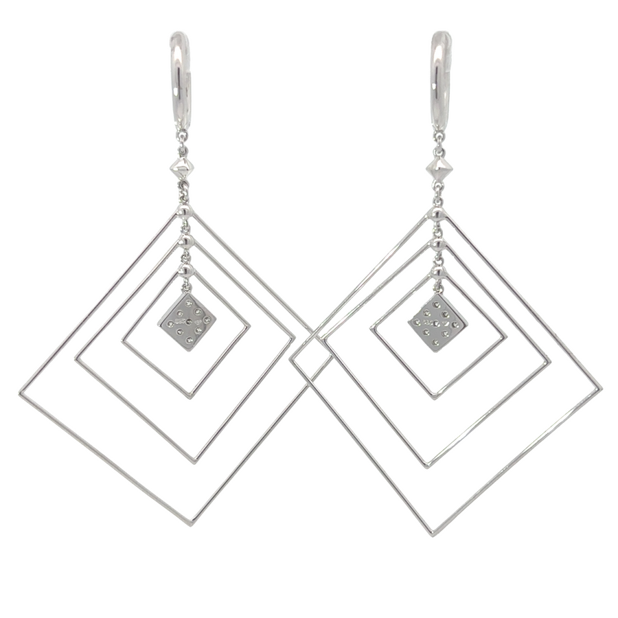 14k Gold Triangle Earrings with Diamond Accents