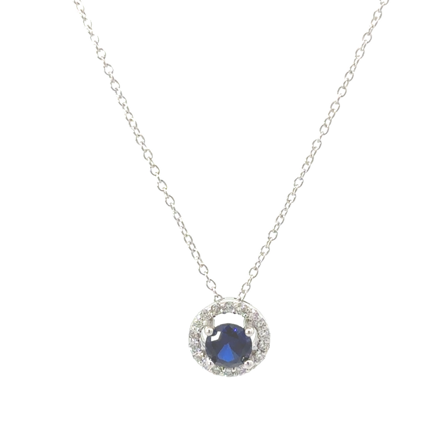 18k white gold necklace with sapphire accent