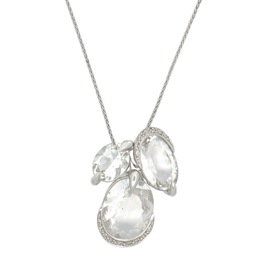 14k white gold WG necklace with diamond accents