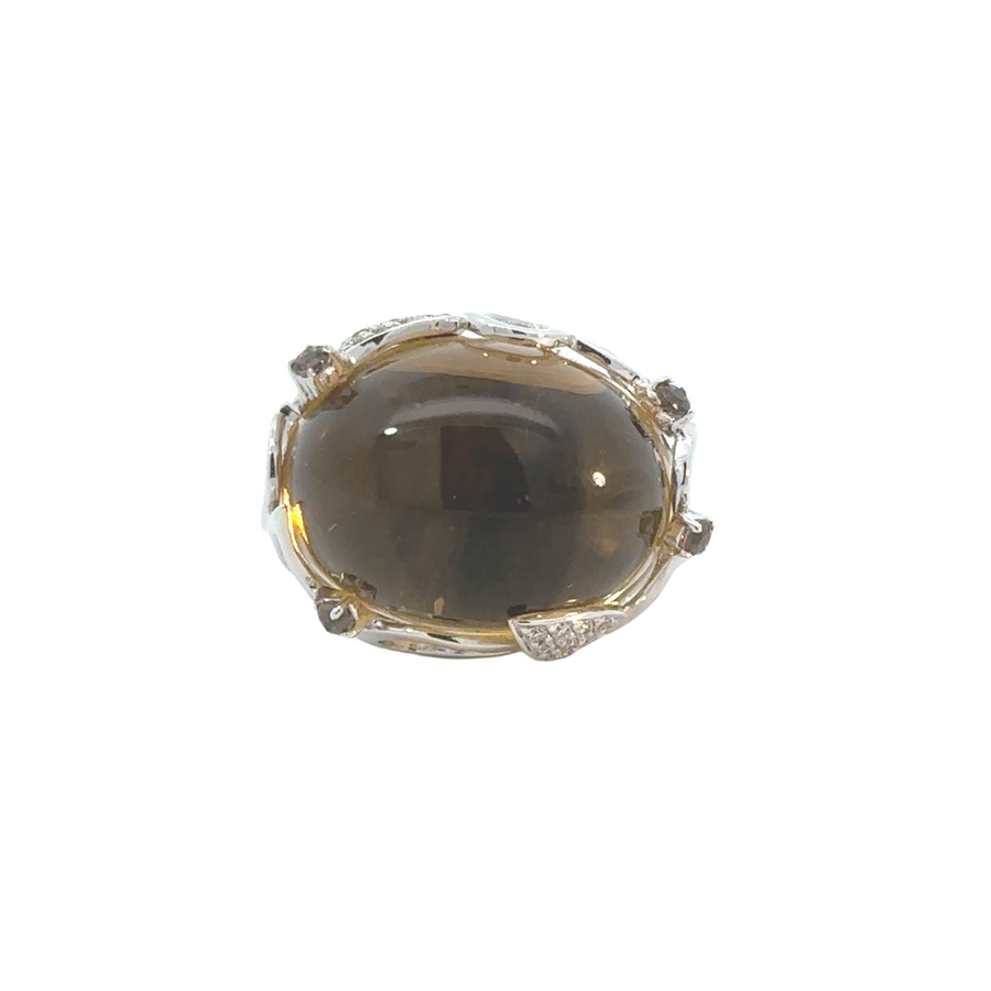 18k white gold ring with brilliant diamond for women