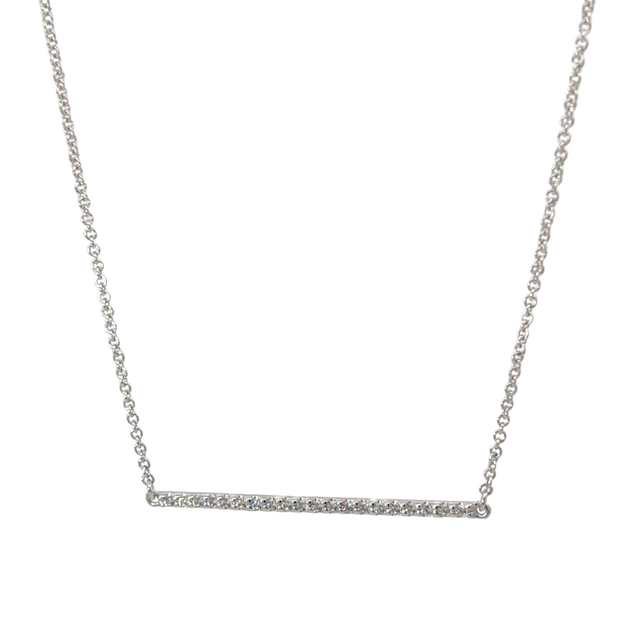White CZ pendant necklace on silver adjustable chain