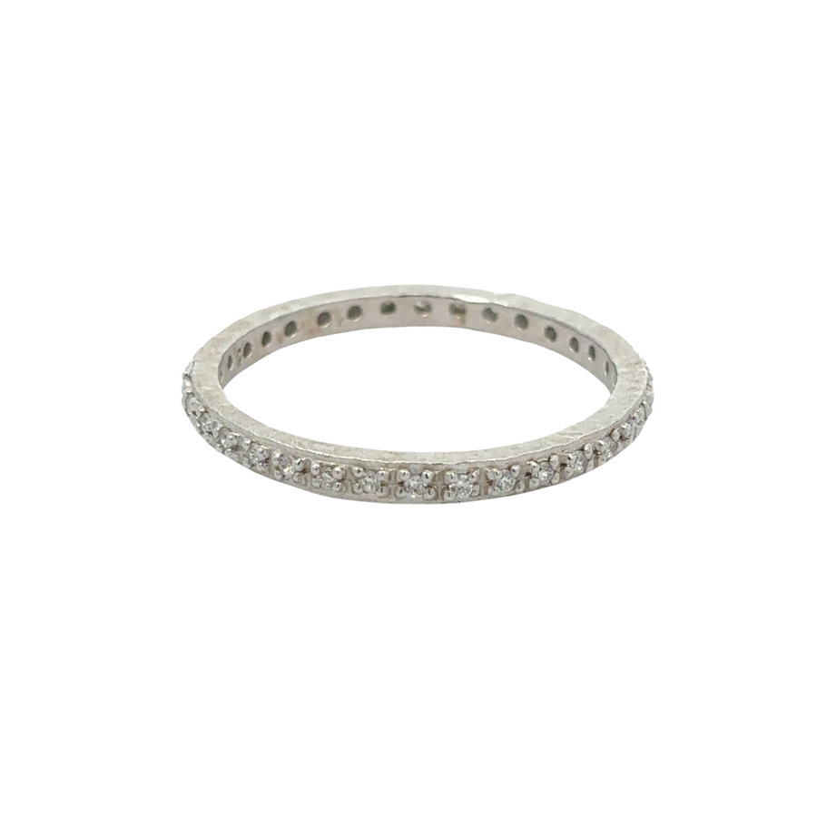 Elegant women’s ring with full CZ design in white gold