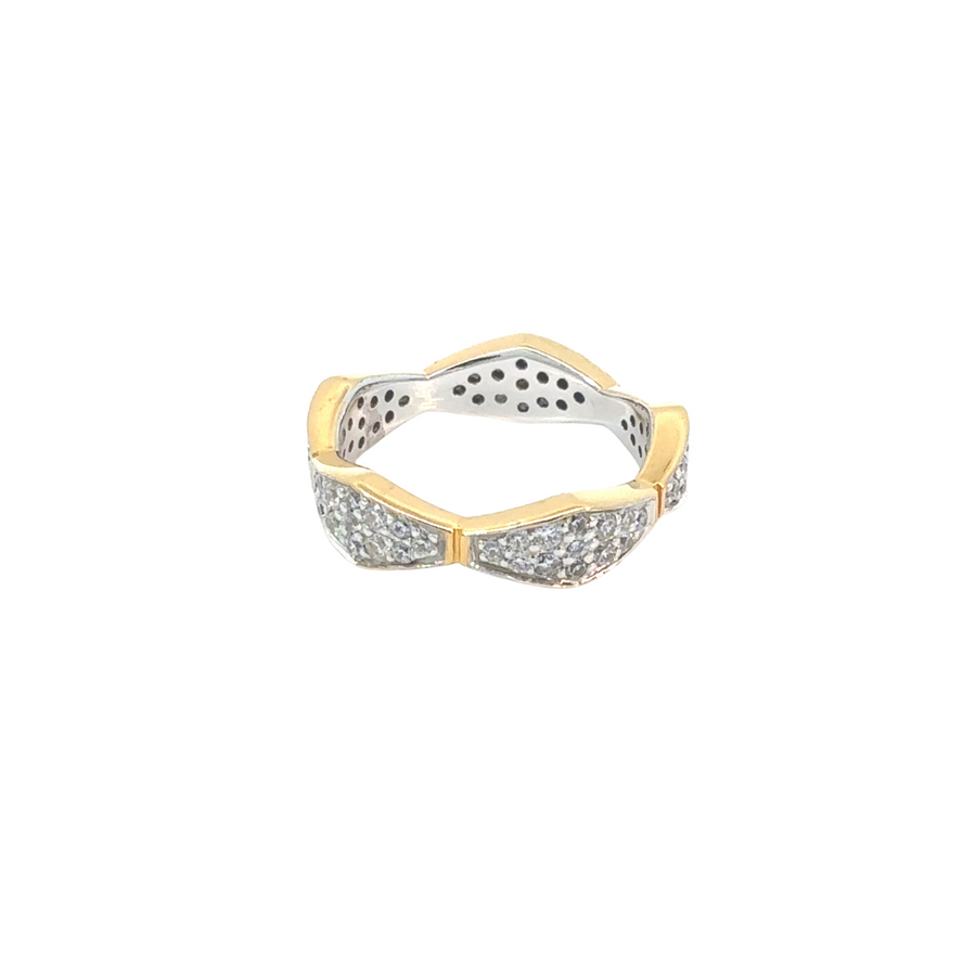 Yellow ring with CZ stones crafted in silver