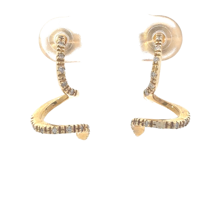 18k yellow gold earrings with brilliant diamonds