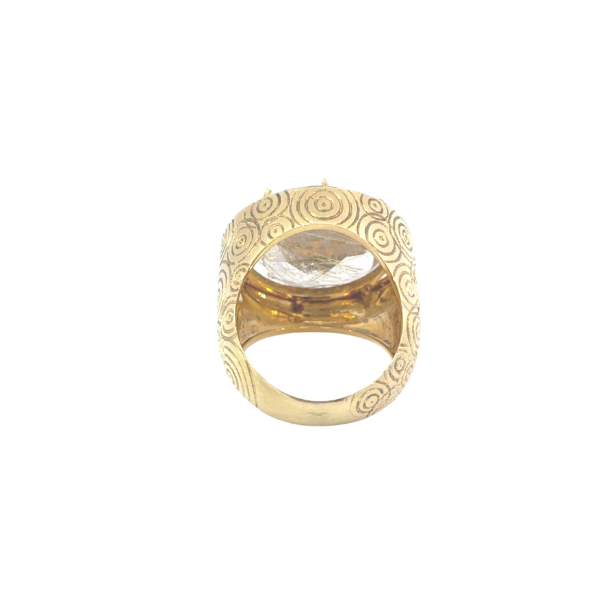 Women’s artistic quartz ring in yellow gold, size 7.5