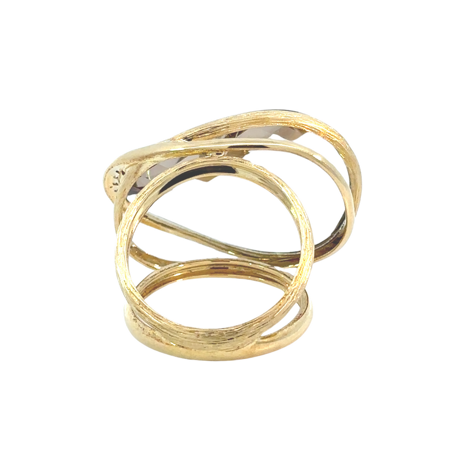 Close-up of diamond detailing on gold band