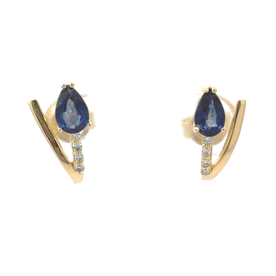 18k yellow gold earrings with blue sapphire