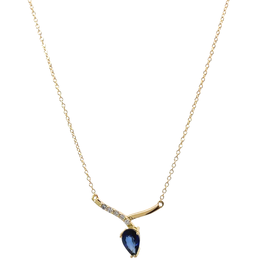 18k yellow gold necklace with sapphire pendant