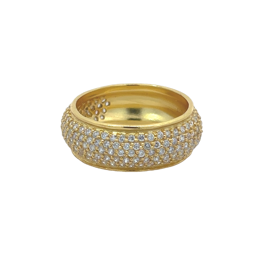 Smooth yellow gold ring size 7 on white background