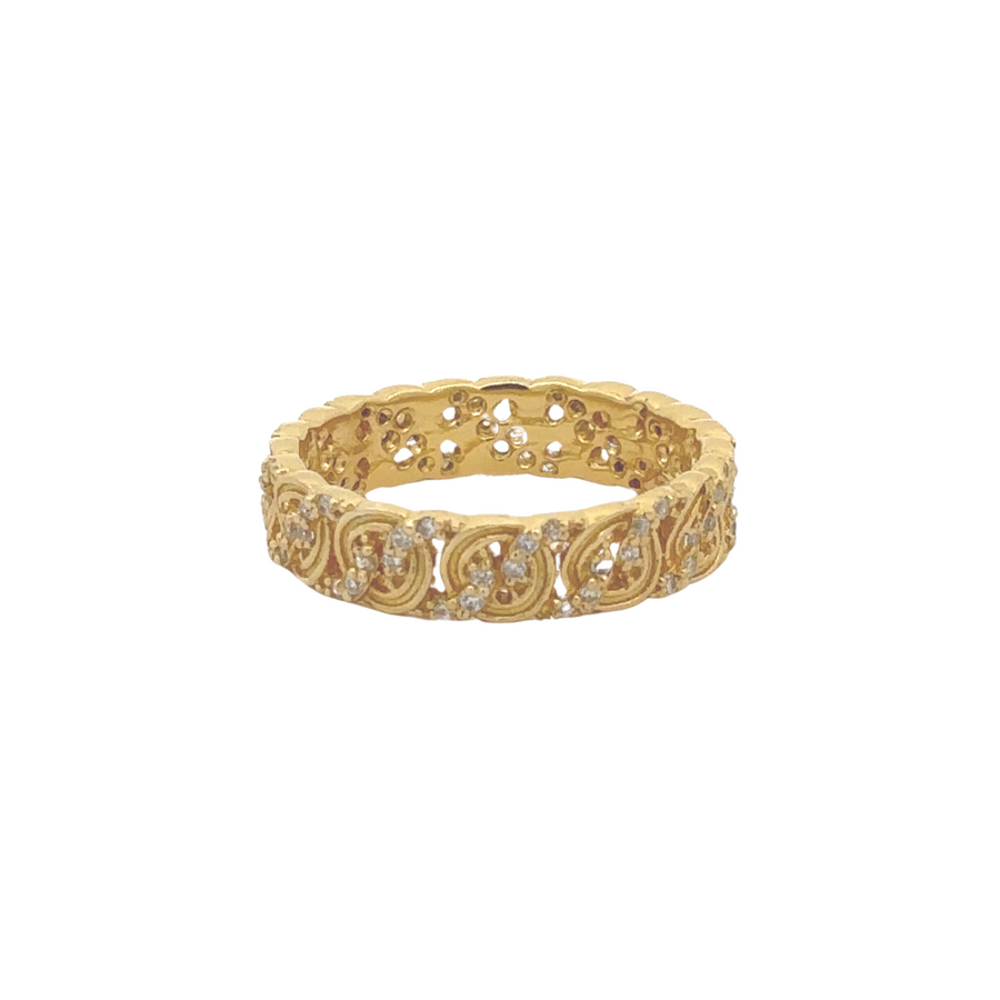 Yellow gold single braid silver ring size 6 close-up