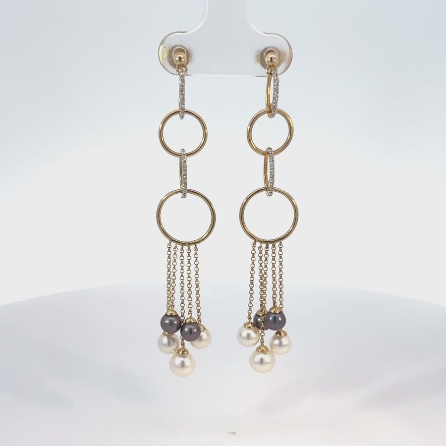 14k Gold Earrings with Diamonds and Pearls – Elegant Women’s Jewelry