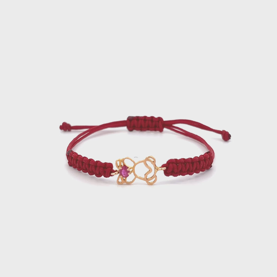 Bracelet Red with Girl - 18k Gold