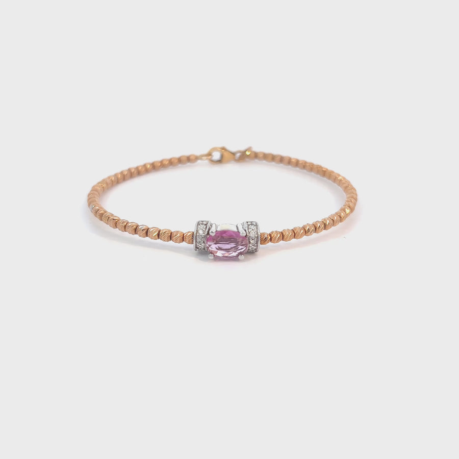 18k Rose Gold Bracelet with Diamonds - 5.7 cm