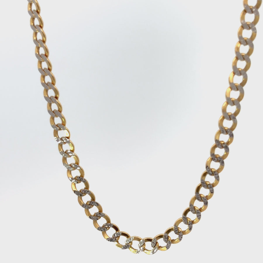 14k Gold Two-Tone Cuban Chain Necklace, 20 Inches