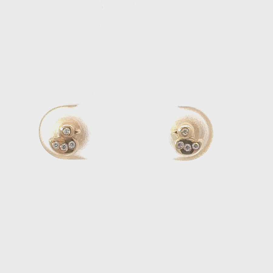 18k Gold XS Duck Stud Earrings with CZ for Baby