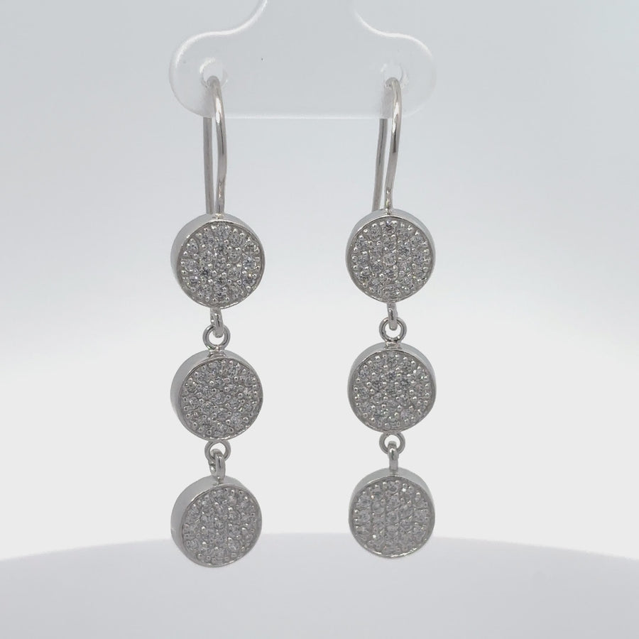 Silver Earrings with 3 Shiny Circles