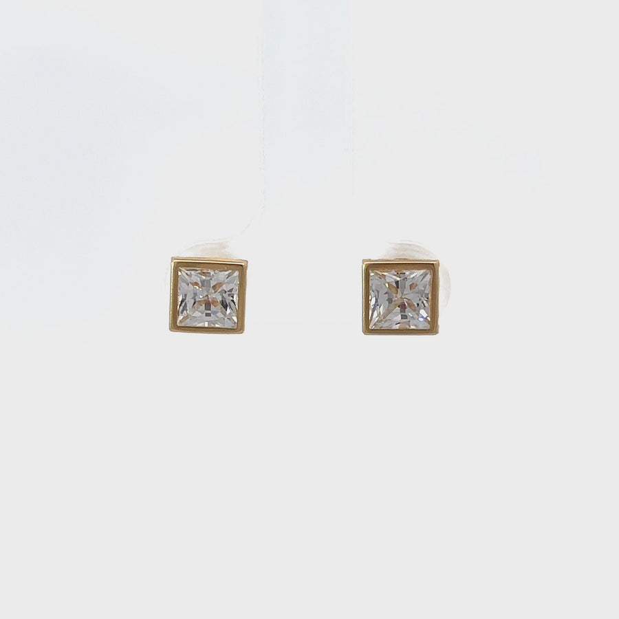 14k Gold Baby Earrings with Center CZ