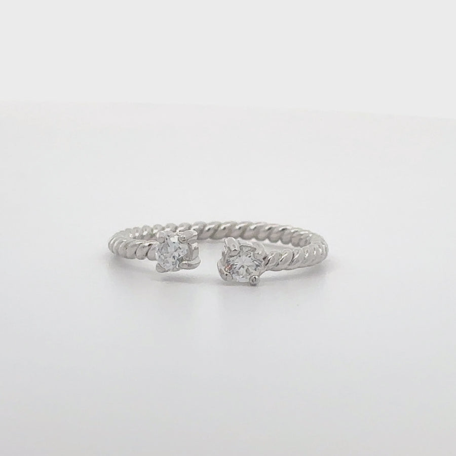 Open Rope Silver Ring with CZ - Size 5 for Women