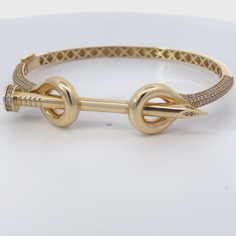 14k Gold Open Bangle with CZ for Women