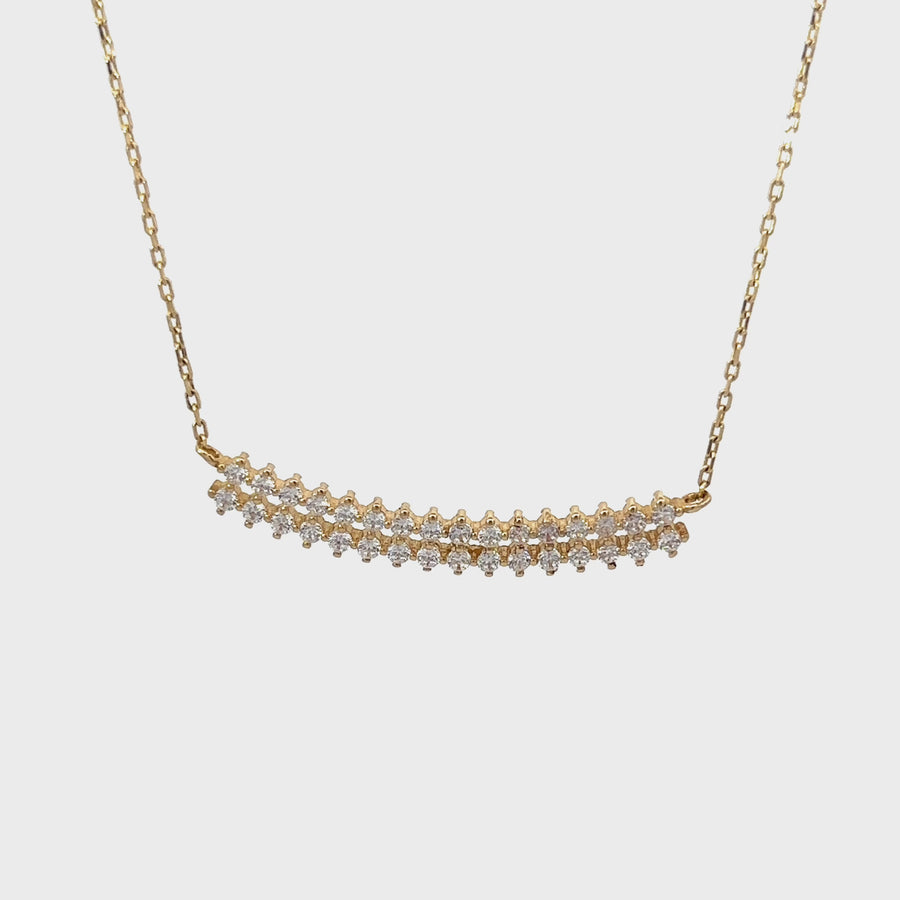 14k Gold Necklace with Center CZ for Women