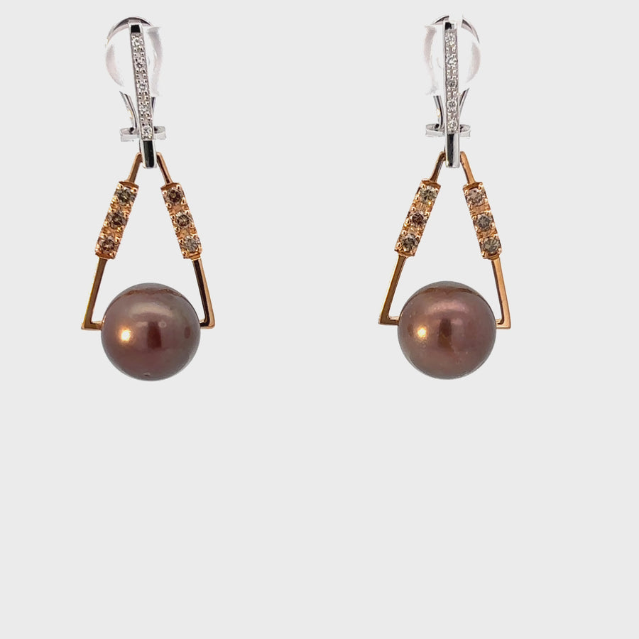 18K Gold Pearl Earrings for Women