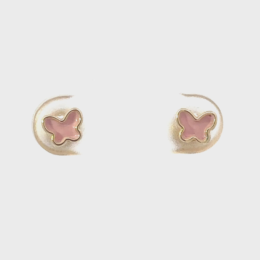 18k Gold Pink Stud Earrings for Baby