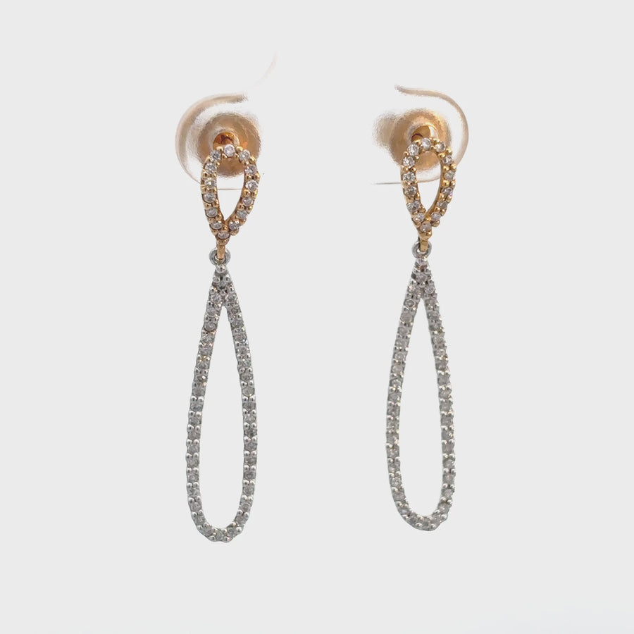 14k Two-Tone Drop Earrings – Elegant Design