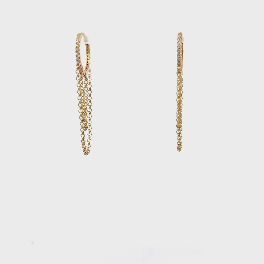 14K Gold Chain Link Hoop Earrings for Women